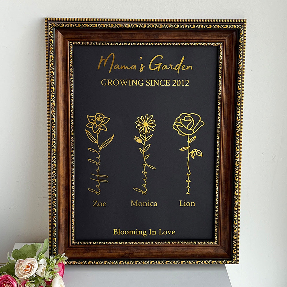 Hot Sale⭐️Aangepast geboortebloemframe van goudfolie
