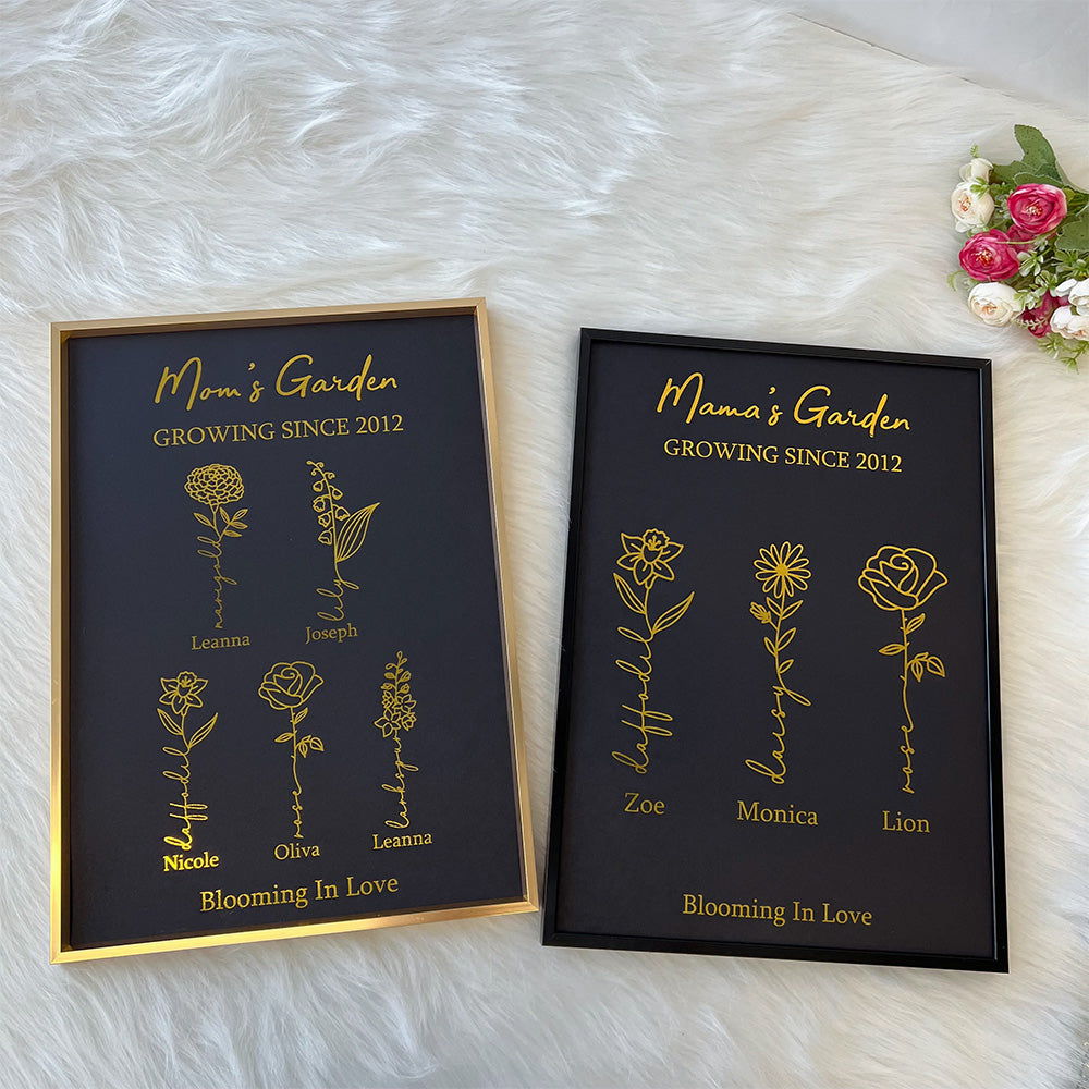 Hot Sale⭐️Aangepast geboortebloemframe van goudfolie
