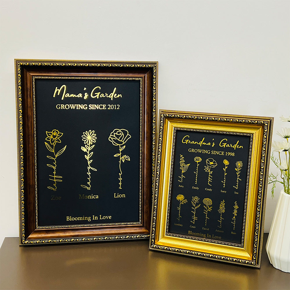 Hot Sale⭐️Aangepast geboortebloemframe van goudfolie