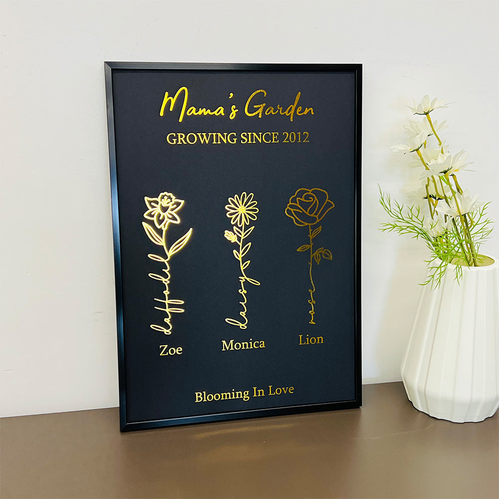 Hot Sale⭐️Aangepast geboortebloemframe van goudfolie