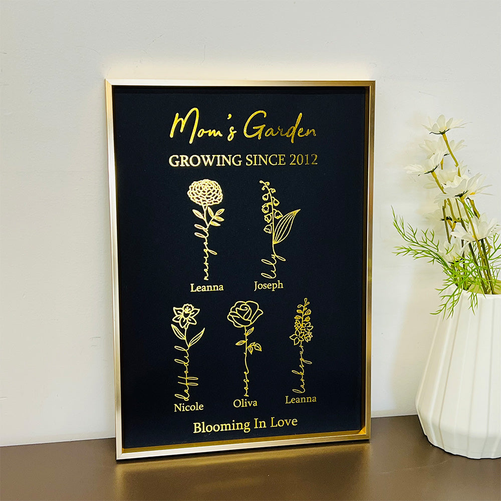 Hot Sale⭐️Aangepast geboortebloemframe van goudfolie