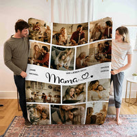 Gepersonaliseerde deken met 12 foto's en 2 teksten - Lieve mama fotodeken We zijn zo blij dat we jouw kinderen zijn - Het beste cadeau voor moeder