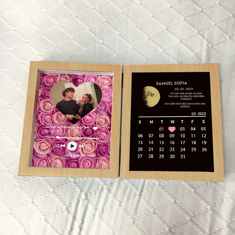 (Met liedje) Gepersonaliseerde bloemenlijst met echte maanfase-jubileumkalender🌺