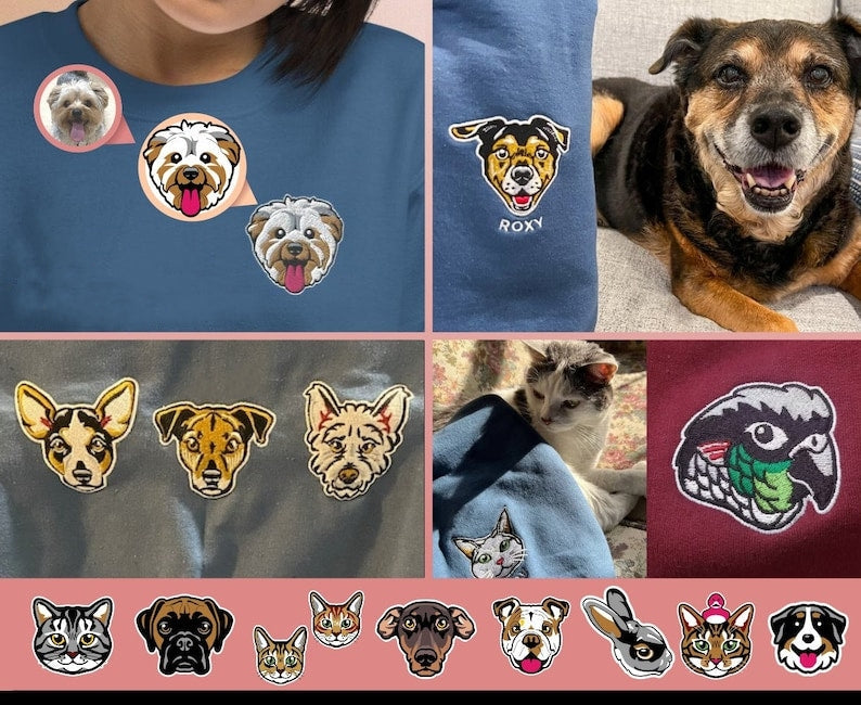 Op maat gemaakt geborduurd huisdier sweatshirt | Gepersonaliseerde huisdiertrui geborduurd op basis van foto