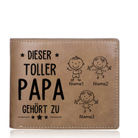 Gepersonaliseerde 1-5 namen en foto - Deze geweldige PU leren korte portemonnee voor vaders