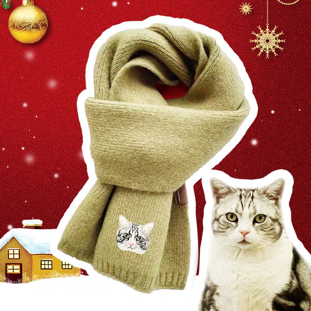 Op maat gemaakte geborduurde en geweven sjaals met portretten van huisdieren als kerstcadeau voor dierenliefhebbers