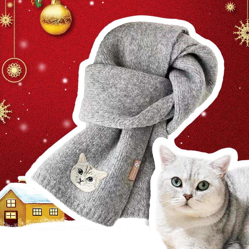 Op maat gemaakte geborduurde en geweven sjaals met portretten van huisdieren als kerstcadeau voor dierenliefhebbers