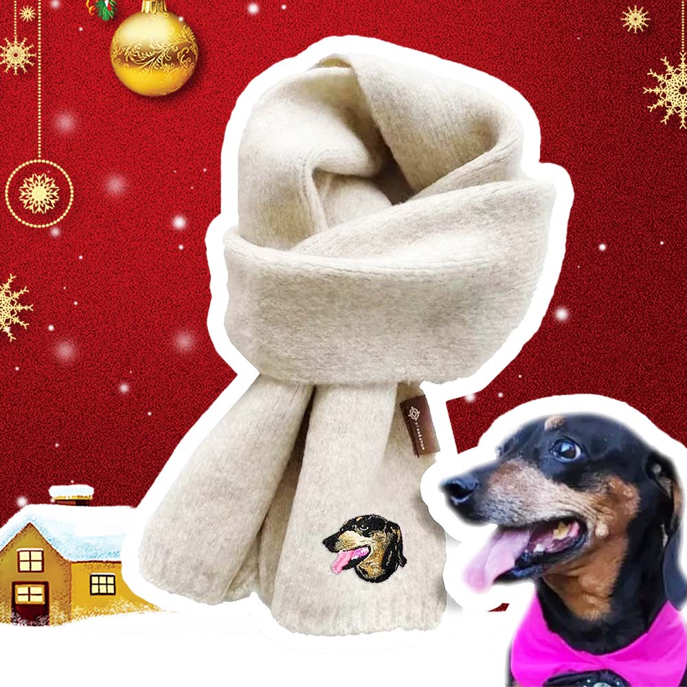 Op maat gemaakte geborduurde en geweven sjaals met portretten van huisdieren als kerstcadeau voor dierenliefhebbers