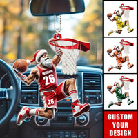Décoration de Noël personnalisée en acrylique représentant un joueur de basket-ball du Père Noël, cadeau pour les amateurs de basket-ball