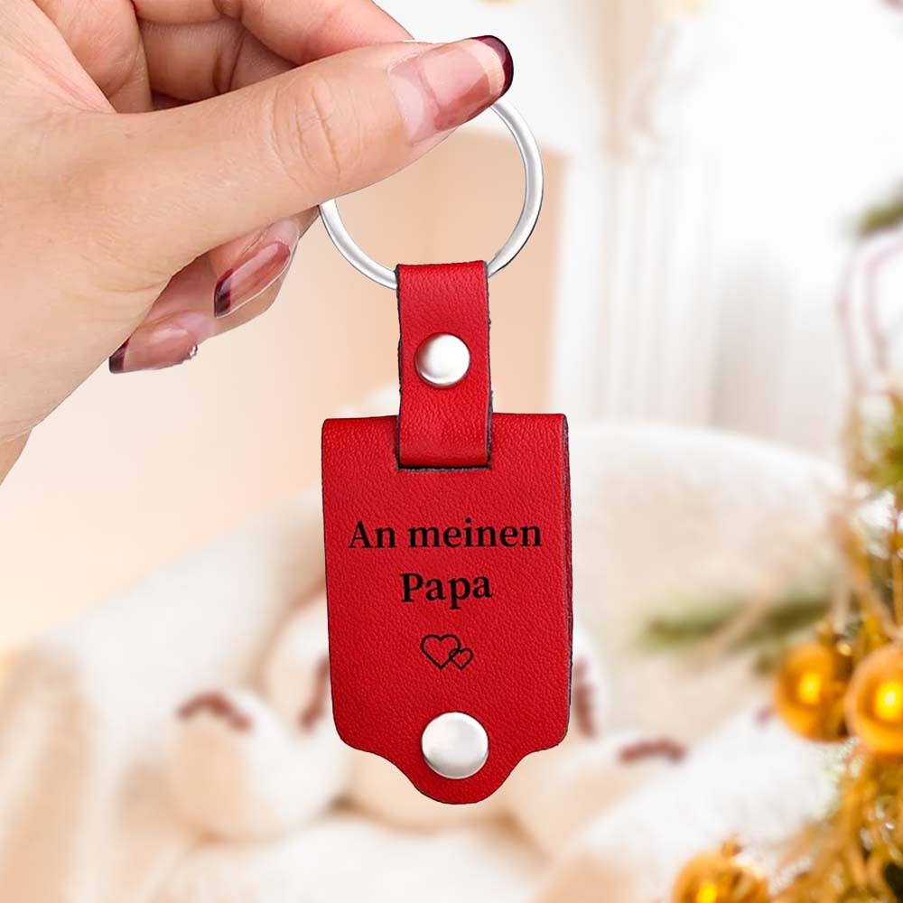 Porte-clés en cuir personnalisé avec photo et texte – Conduisez prudemment, j'ai besoin de vous ici avec moi – Cadeau pour le Père Noël