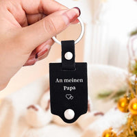 Porte-clés en cuir personnalisé avec photo et texte – Conduisez prudemment, j'ai besoin de vous ici avec moi – Cadeau pour le Père Noël