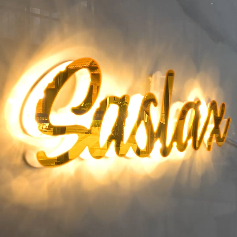 Panneau LED personnalisé avec nom et miroir