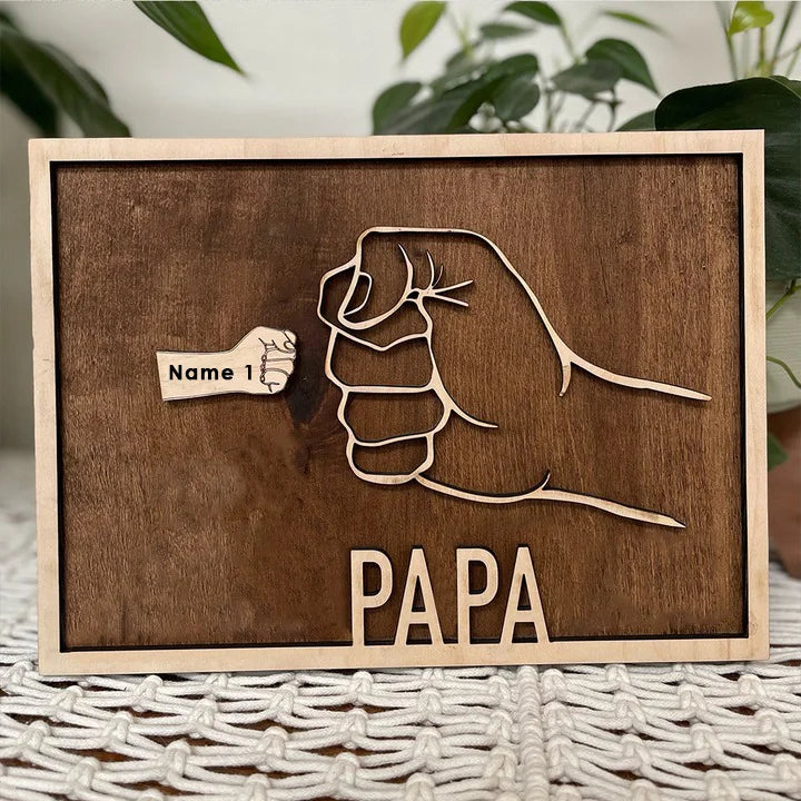 Cadre en bois personnalisé avec 1 à 6 noms pour papa