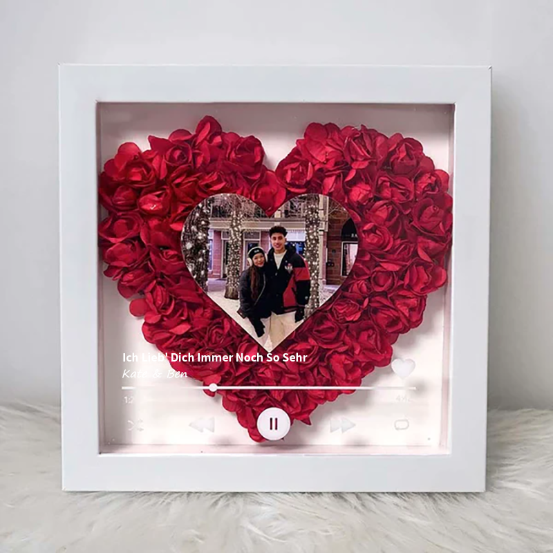 (Met liedje) Gepersonaliseerde hartvormige schaduwdoos met foto