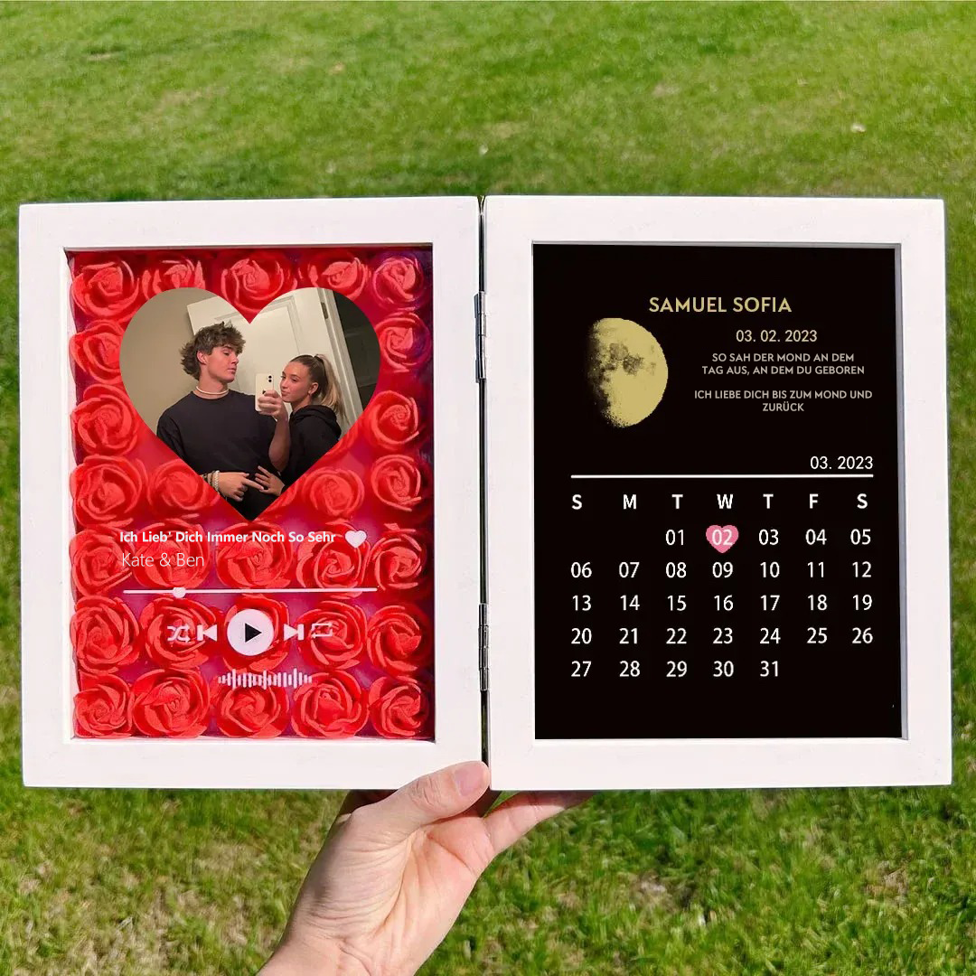 (Met liedje) Gepersonaliseerde bloemenlijst met echte maanfase-jubileumkalender🌺