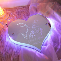 Miroir lumineux personnalisé en forme de cœur pour couple, achetez-en un et obtenez-en un gratuitement