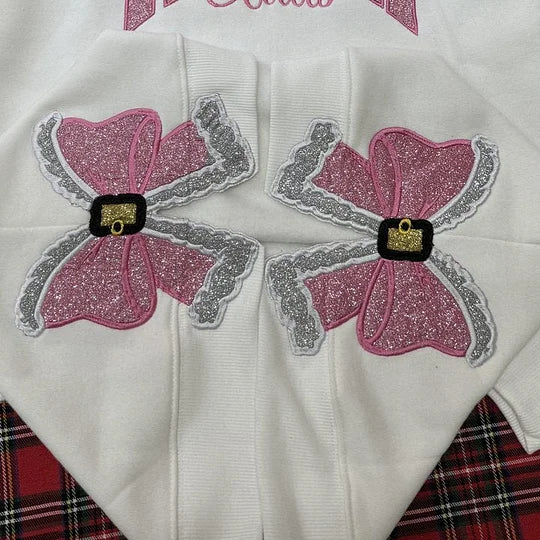 Sweat-shirt maman personnalisé avec nœud latéral pailleté et broderie