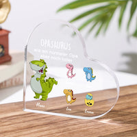Gepersonaliseerde 2-7 namen & tekst Dino acryl decoratie bureaudecoratie voor opa en opa