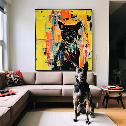 Geel graffiti canvas – hond