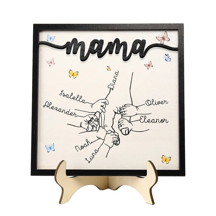 Mama/Mama Houten Decoratie - Gepersonaliseerde 2-7 Namen Ornament Moeders Hand Houten Decoratie voor Moeder