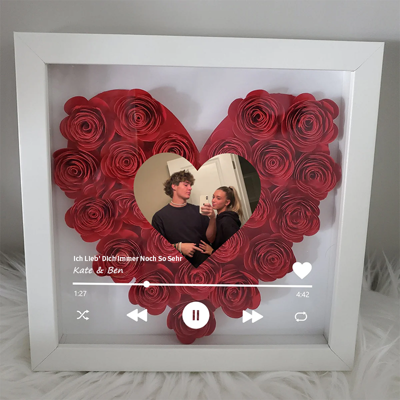 (Met liedje) Gepersonaliseerde hartvormige schaduwdoos met foto