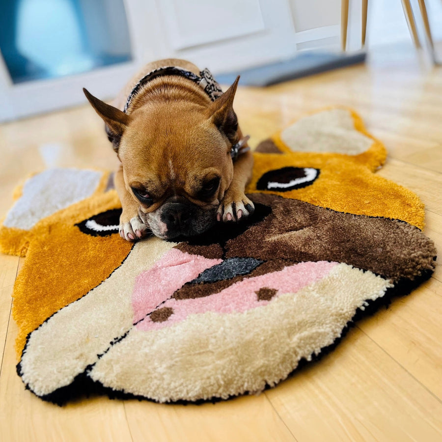 AANGEPAST HUISDIERENKLEED - Gecapitonneerd tapijt - Gepersonaliseerd portret van een huisdierhond, aangepaste woonaccessoires