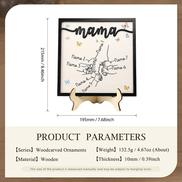 Mama/Mama Houten Decoratie - Gepersonaliseerde 2-7 Namen Ornament Moeders Hand Houten Decoratie voor Moeder