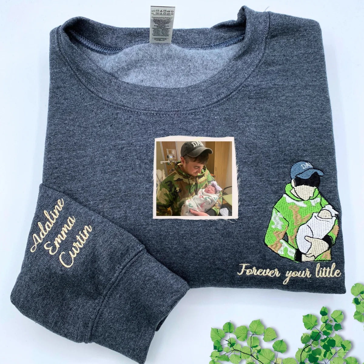 Geborduurd shirt voor de eerste keer vader | Aangepast shirt voor nieuwe vaders | Gepersonaliseerd T-shirt met foto van papa | Cadeau voor nieuwe vaders