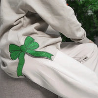 Sweat-shirt personnalisé vert/rouge avec nœud Joyeux Noël