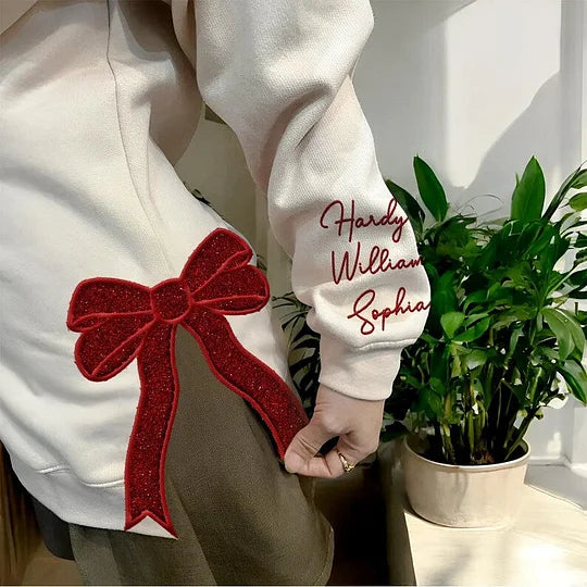 Sweat-shirt maman personnalisé avec nœud latéral pailleté et broderie