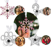 Décoration photo personnalisée en forme de flocon de neige rose, cadeaux de Noël