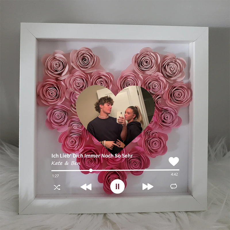 (Met liedje) Gepersonaliseerde hartvormige schaduwdoos met foto