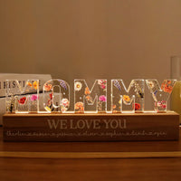 Gepersonaliseerde LED-nachtlamp met bloemenprint, bloem in geboortemaand, cadeau voor moeder, cadeau voor oma