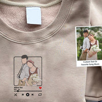 Cadeaux de Noël Sweat-shirt brodé personnalisé Portrait Lecteur de musique Couple Cadeau de famille