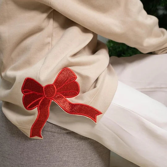 Sweat-shirt maman personnalisé avec nœud latéral pailleté et broderie