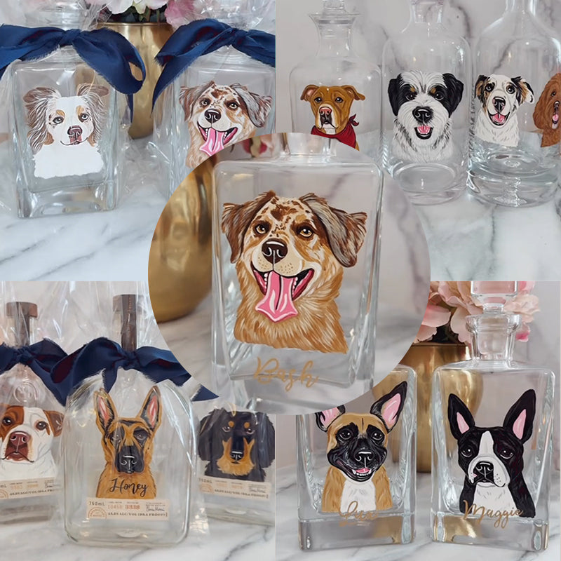 Individuele whiskyflessen met dierenportretten