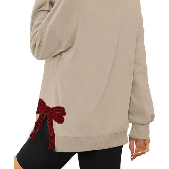 Sweat-shirt maman personnalisé avec nœud latéral pailleté et broderie