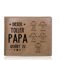 Gepersonaliseerde 1-5 namen en foto - Deze geweldige PU leren korte portemonnee voor vaders