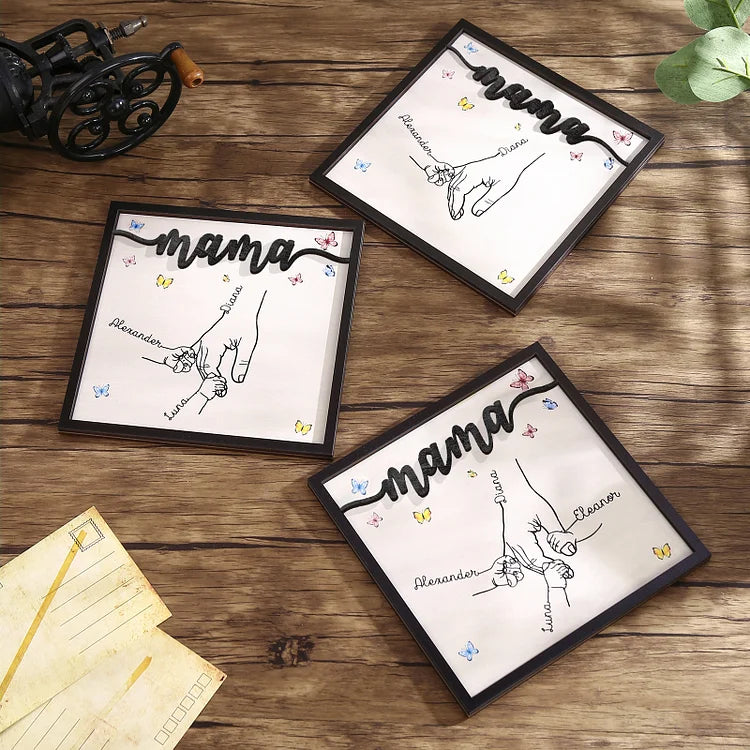 Mama/Mama Houten Decoratie - Gepersonaliseerde 2-7 Namen Ornament Moeders Hand Houten Decoratie voor Moeder
