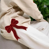 Sweat-shirt personnalisé avec broderie, nœud latéral pailleté et motif sapin de Noël, cadeau créatif pour un être cher