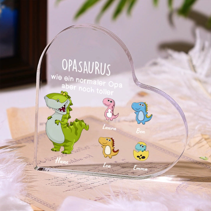 Gepersonaliseerde 2-7 namen & tekst Dino acryl decoratie bureaudecoratie voor opa en opa