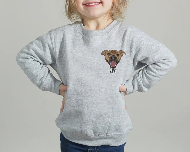 Gepersonaliseerde geborduurde huisdierentrui voor kinderen, peuterhondentrui, gepersonaliseerde kindertrui, peutercadeau, kerstcadeau voor kinderen
