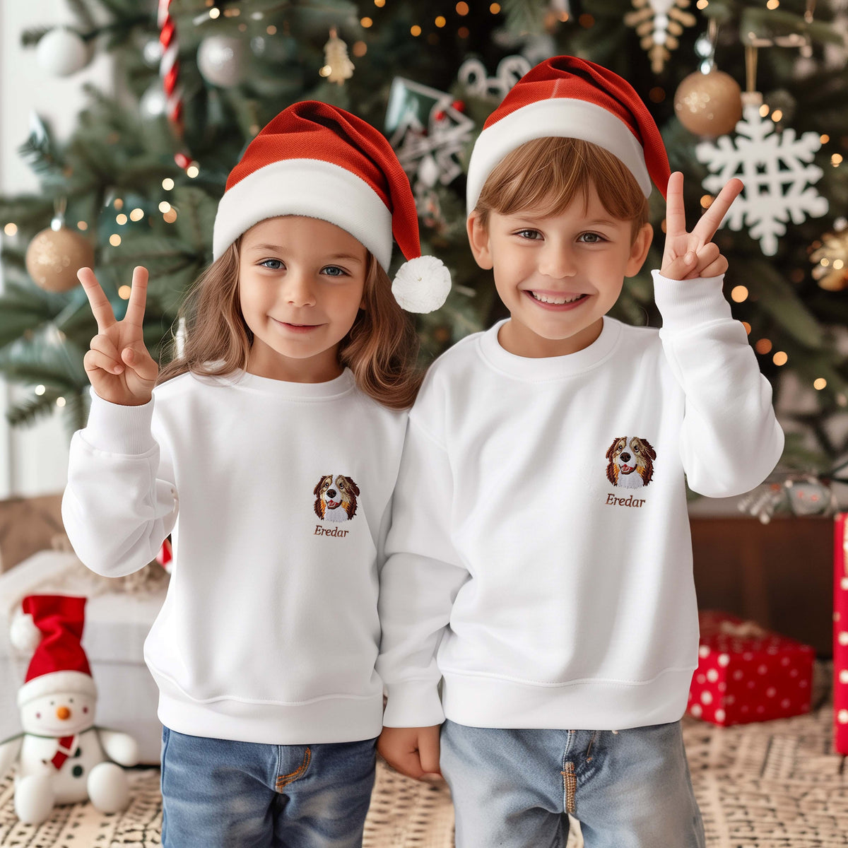 Gepersonaliseerde geborduurde huisdierentrui voor kinderen, peuterhondentrui, gepersonaliseerde kindertrui, peutercadeau, kerstcadeau voor kinderen