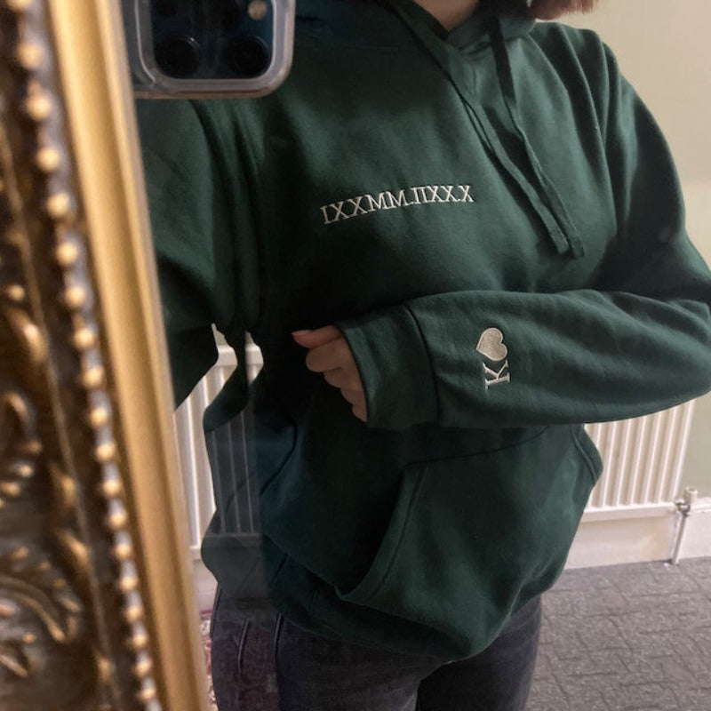Sweat-shirt personnalisé brodé pour couple avec chiffres romains, cadeaux de Noël
