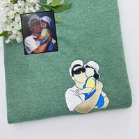 Geborduurd shirt voor de eerste keer vader | Aangepast shirt voor nieuwe vaders | Gepersonaliseerd T-shirt met foto van papa | Cadeau voor nieuwe vaders
