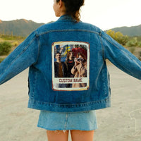 Entwerfen Sie Ihre eigene Vintage-Jeansjacke, eine individuelle Foto-Jeansjacke, eine individuelle Jeansjacke für Ihre Freundin