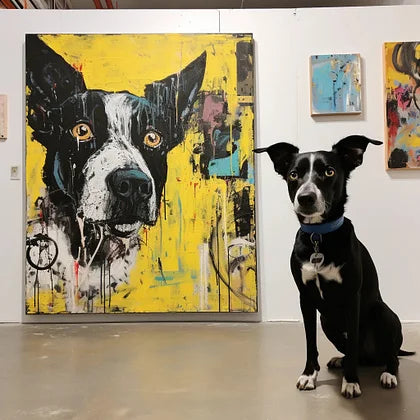 Geel graffiti canvas – hond