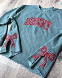 Vrolijke sweater met strik aan de zijkant en uitsparing, geruite kersttrui, trendy speelse strik