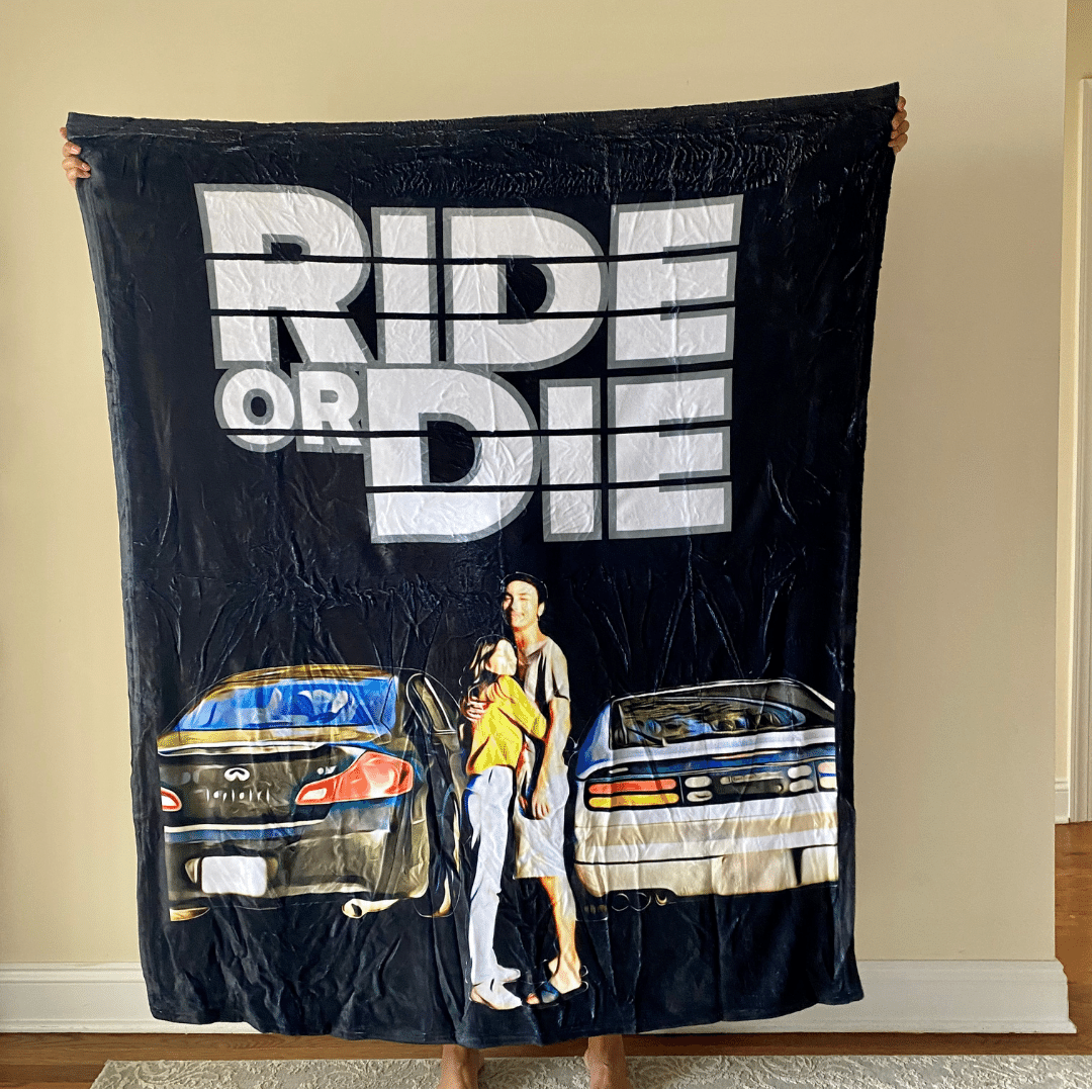 Gepersonaliseerde foto-autodeken, modieus cadeau voor vrienden "Ride or Die"