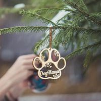 Aangepaste houten naamplaat kerstboomversiering cadeau voor hond